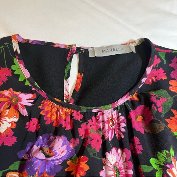 MARELLA - Deep Fuchsia - Floral Ruffle - Long-Sleeve Dress - Women’s 10 - Picture 10 of 11